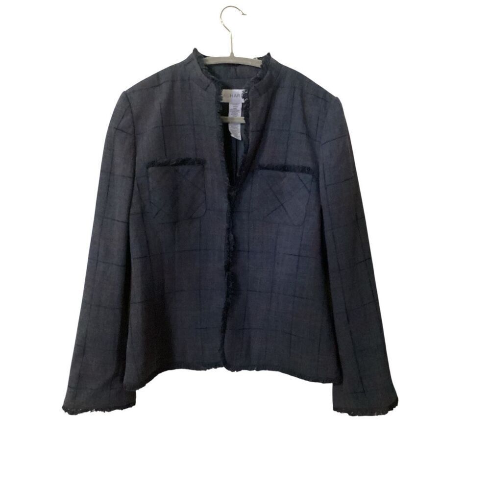 Sag harbor Blazer Women’s 8 Navy Blue Plaid Jacket